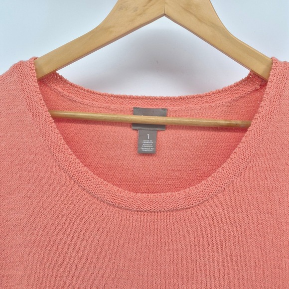 CHICOS 1 Orange Terry Knit 3/4 Sleeve Sweater Top Size 8 Resort Vacation Travel - Picture 6 of 11